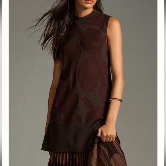 Marimekko Tops - Marimekko Kartussi x Anthropologie Unikko Knit Tunic in Brown